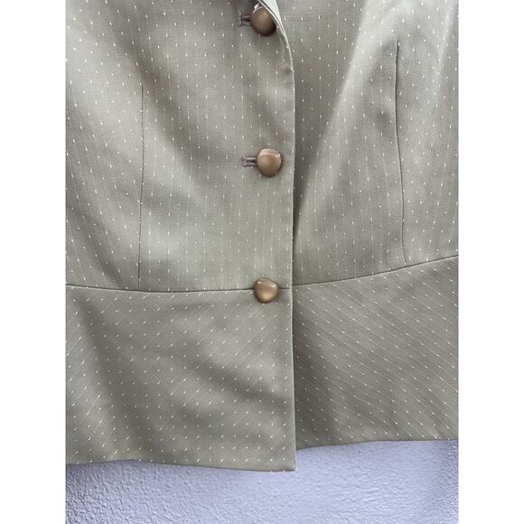 Sag Harbor Womens Blazer Pants Suit Set Size 4 Petite Tan Pink Button Up - Picture 3 of 16
